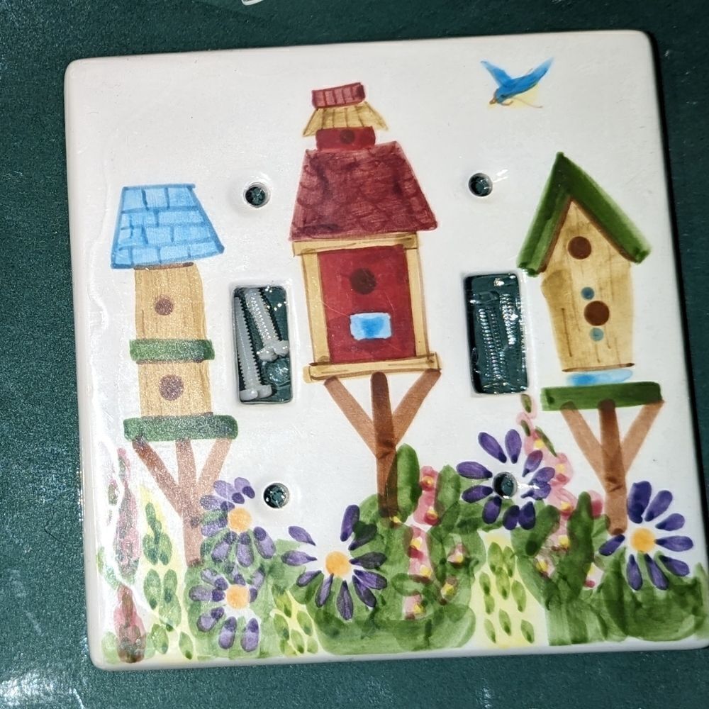 Vintage Creative Accents Brush Strokes hand painted birdhouse light switch plate - Picture 4 of 10